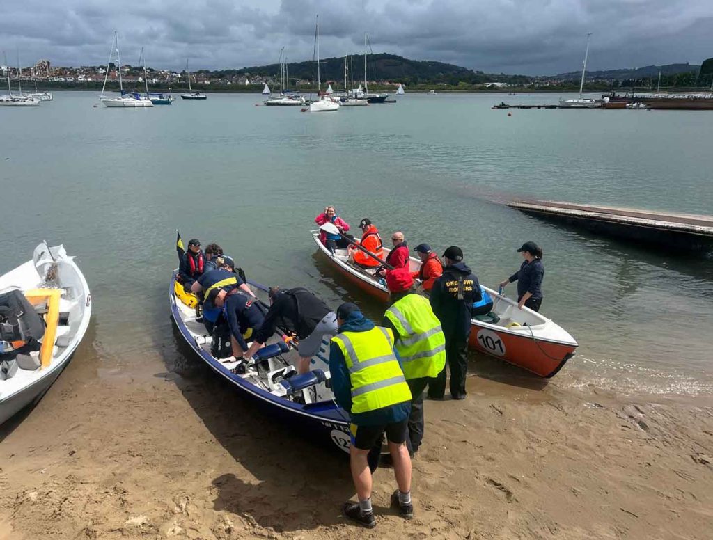 Rowers launching from Conwy Harbour